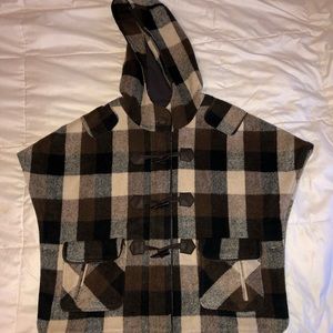 Hooded Lined Flannel Poncho. Unisex. Medium/Large